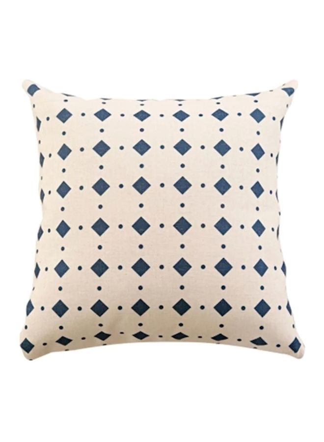 Printed Decorative Cushion Cover Beige/Blue 45x45cm