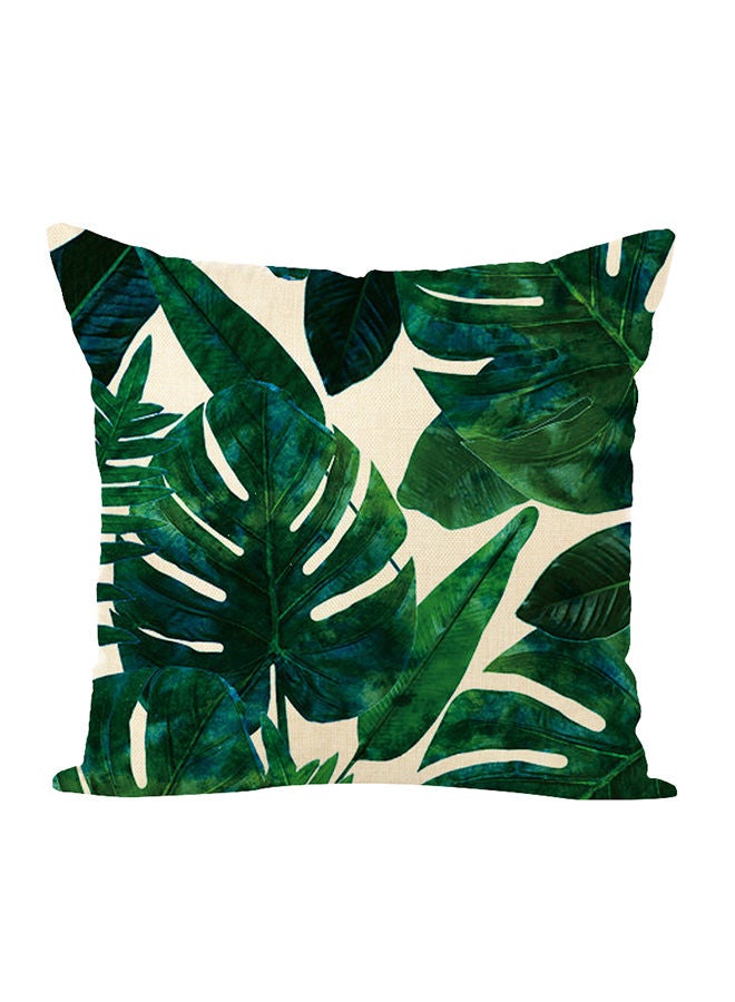 Decorative Printed Soft Pillow Beige/Green 45 x 45cm