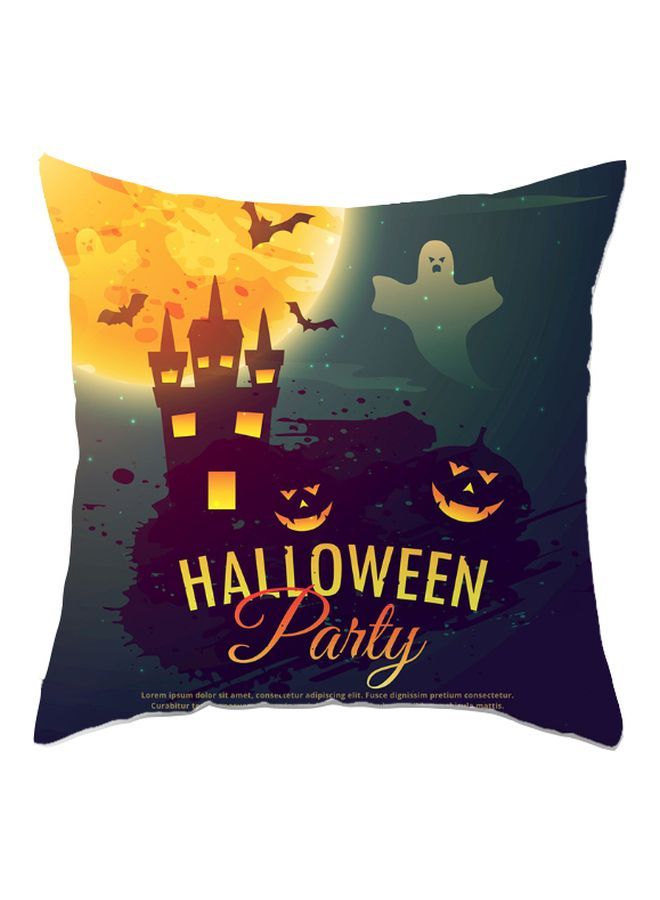 Halloween Printed Cushion Cover Black/Yellow/Blue 45x45cm