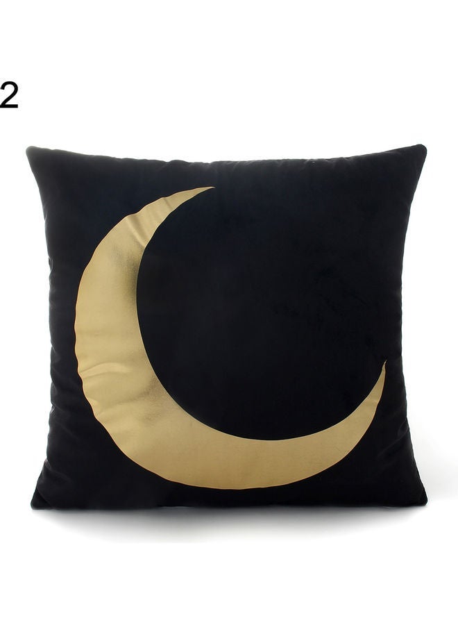 Moon Printed Throw Cushion Cover Black/Gold 45x45cm