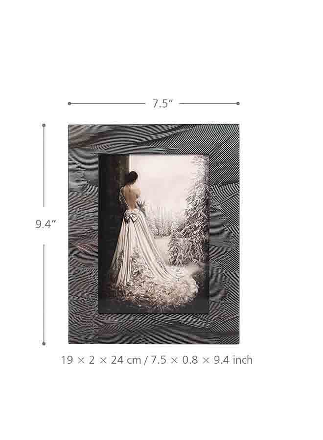 Photo Frame With Plume Texture Grey 7.5 X 0.8 9.4inch