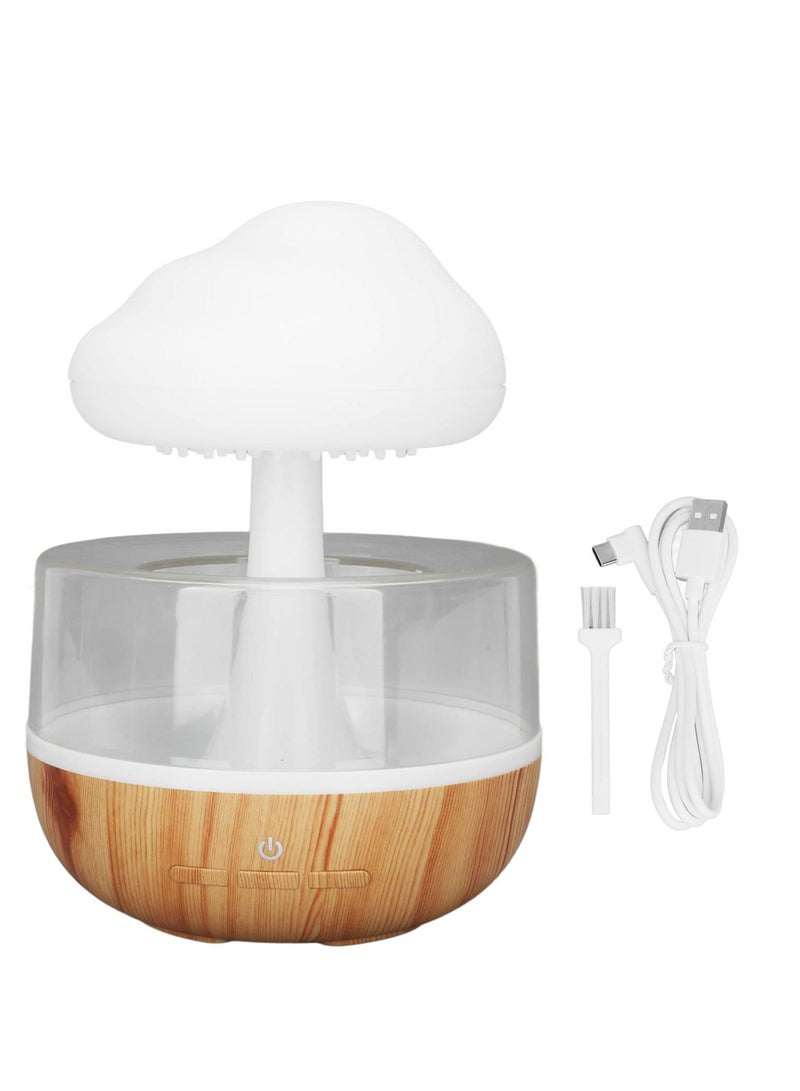 V2COM Raining Cloud Night Light Aromatherapy Essential Oil Diffuser Micro Humidifier Desk Fountain Bedside Sleeping Relaxing Mood Water Drop Sound (White)