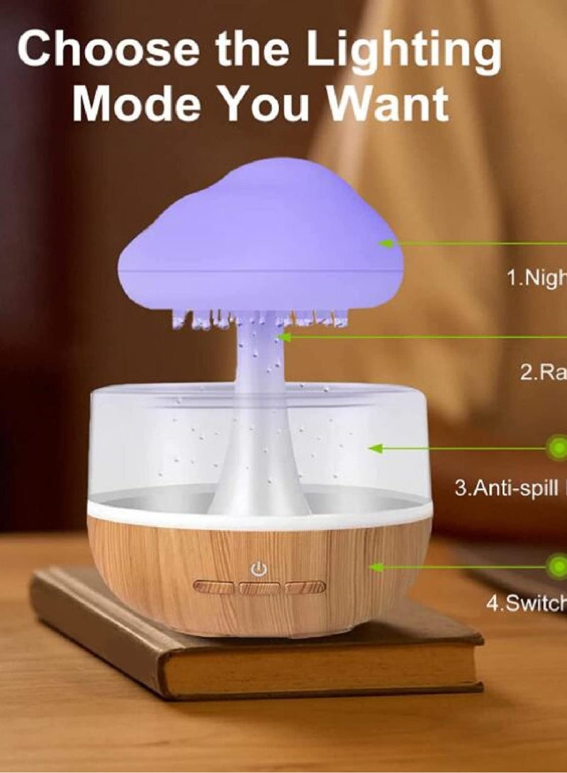 Raining Cloud Night Light Aromatherapy Essential Oil Diffuser Micro Humidifier Desk Fountain Bedside Sleeping Relaxing Mood Water Drop Sound White
