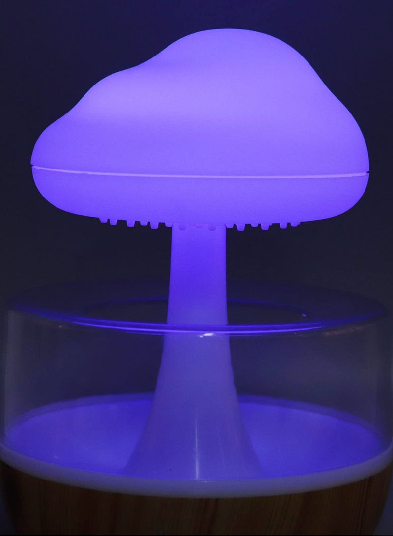 Raining Cloud Night Light Aromatherapy Essential Oil Diffuser Micro Humidifier Desk Fountain Bedside Sleeping Relaxing Mood Water Drop Sound White