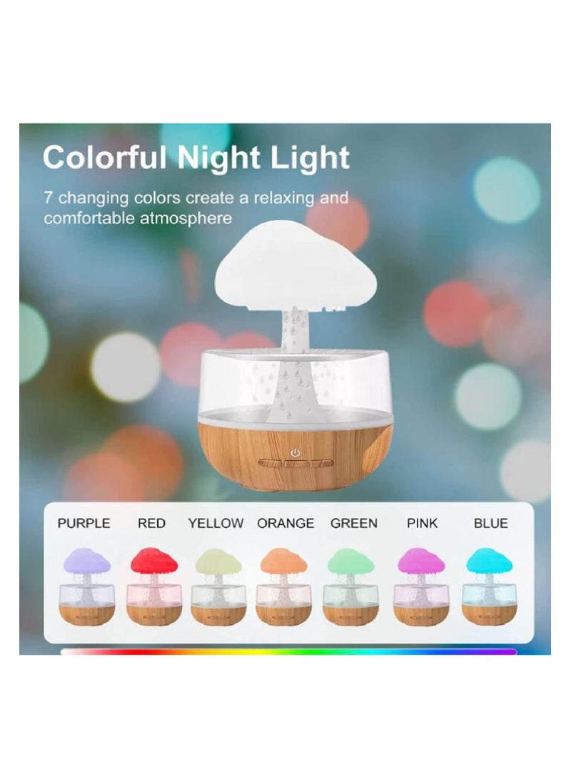 Raining Cloud Night Light Aromatherapy Essential Oil Diffuser Micro Humidifier Desk Fountain Bedside Sleeping Relaxing Mood Water Drop Sound White