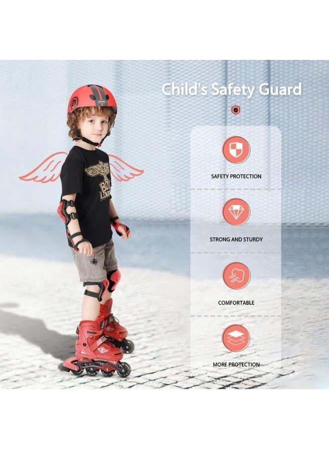 EOPTIFY Kids Helmet 7-in-1 Set, Adjustable for 3-8 Years Old, with Knee, Elbow, and Wrist Guards for Toddler Safety. Suitable for Cycling, Skateboarding, Roller Skating, Scooter, and Bicycle