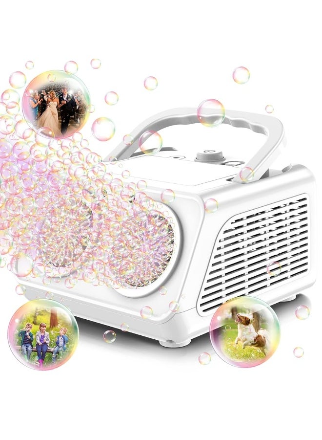 Zerhunt Bubble Machine Blaster for Kids: 20000+ Bubbles Per Minute Bubble Maker for Kids| Electric Bubble Blower Operated by Plugin or Batteries| Bubble Toys for Indoor Outdoor Birthday Partyï¼ˆWhiteï¼‰