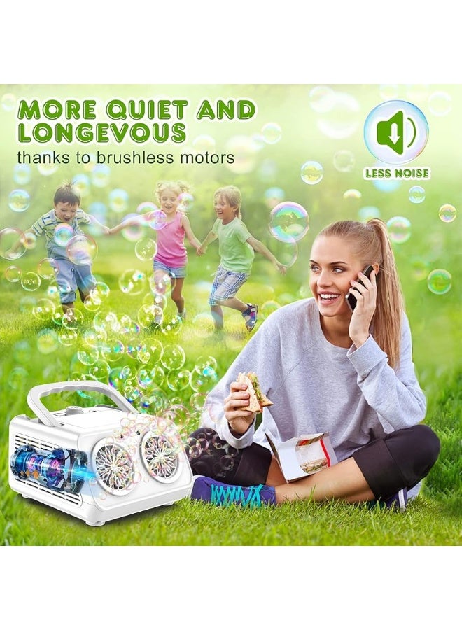 Zerhunt Bubble Machine Blaster for Kids: 20000+ Bubbles Per Minute Bubble Maker for Kids| Electric Bubble Blower Operated by Plugin or Batteries| Bubble Toys for Indoor Outdoor Birthday Partyï¼ˆWhiteï¼‰