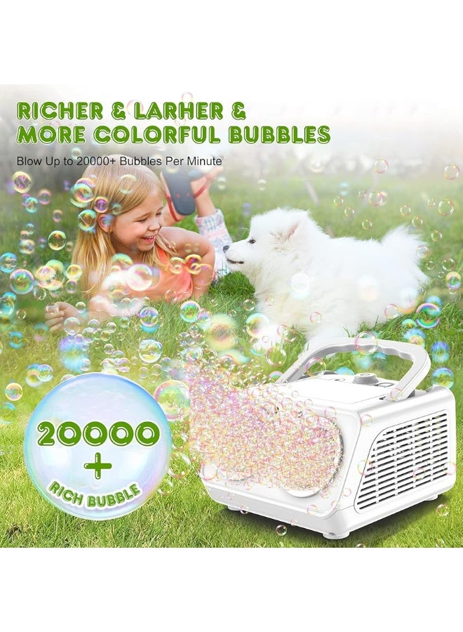 Zerhunt Bubble Machine Blaster for Kids: 20000+ Bubbles Per Minute Bubble Maker for Kids| Electric Bubble Blower Operated by Plugin or Batteries| Bubble Toys for Indoor Outdoor Birthday Partyï¼ˆWhiteï¼‰