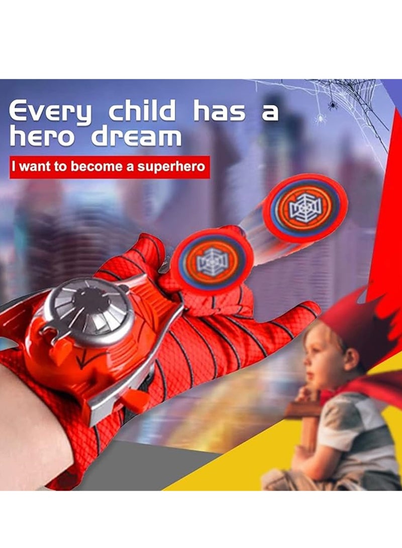 Launcher Wrist Toy Set for Kids, Super Hero Role-Play Toy, Children's Magic Gloves with Wrist Ejection Launcher Toy, Birthday Gift for Kids (Red)