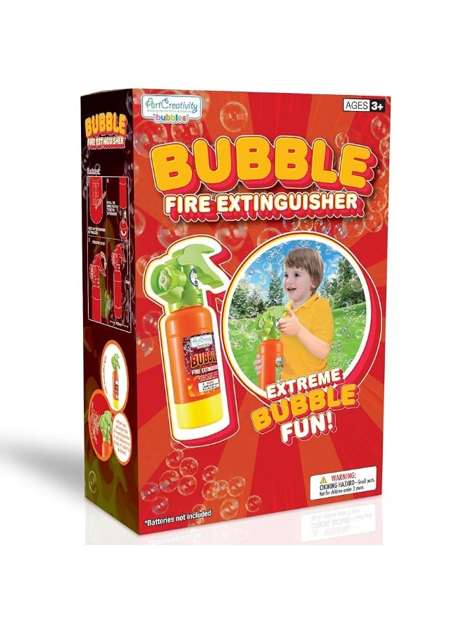 ArtCreativity Kids Fire Extinguisher Bubble Toy - Bubble Blower Firefighter Toy for Kids 2 3 4 5 with Bubble Solution Included - Automatic Bubble Toy Fire Extinguisher - Fireman Props for Boys 6 7 8 9