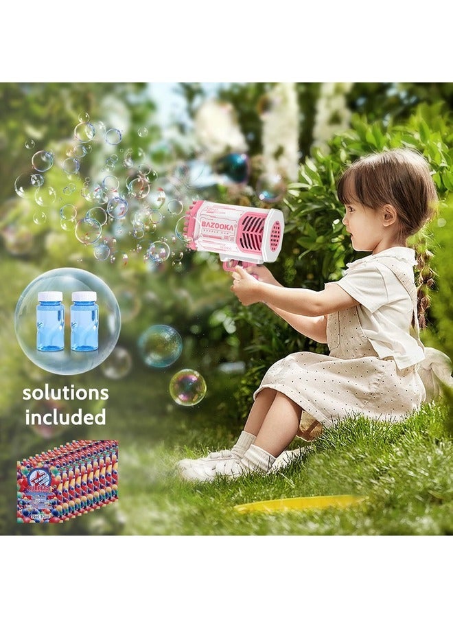 Multicolor Bubble Machine Gun with Lights - 69-Hole Bubble Blower with Bubble Solution, Perfect for Kids and Adults, Ideal for Outdoor and Indoor Parties