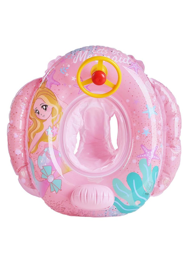 Baby Swimming Float Ring with Seat, Inflatable Children Waist Float Ring, Baby Free Swimming Ring, Safe and Durable, Pool Tool for The Age of 1-5 Years Kids,Pink-B