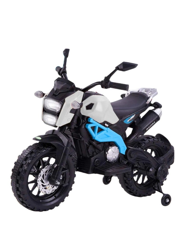 KTM Model Kids Style Ride On Bike - White & Blue 12V