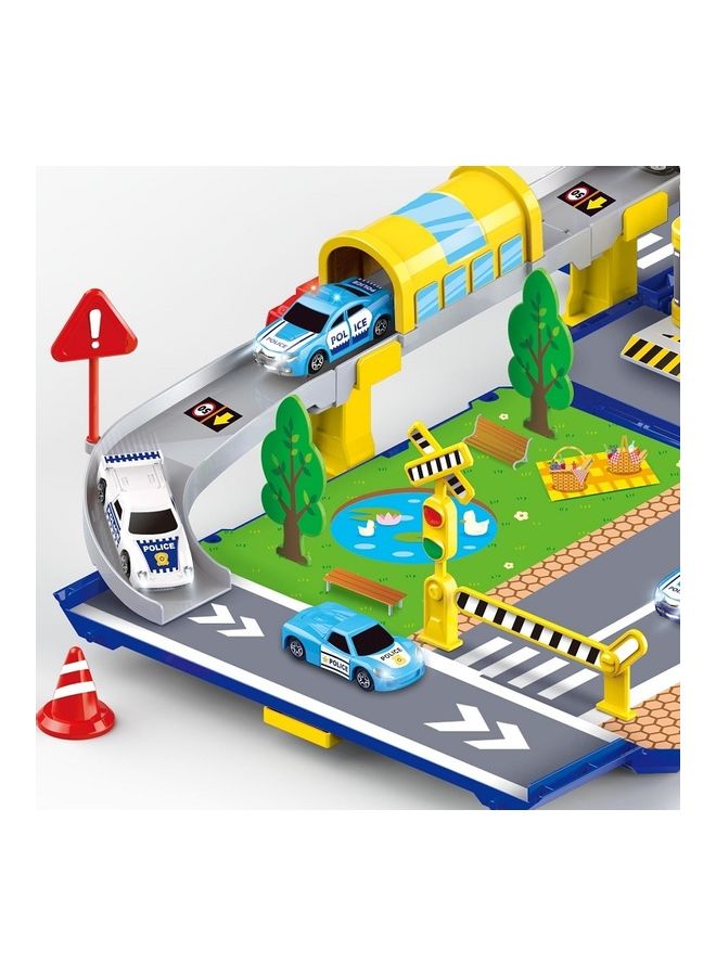 Police Station Parking Lot with Car Tracks Toy Playset