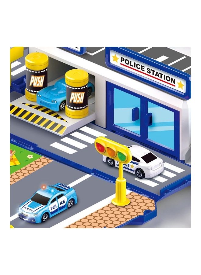 Police Station Parking Lot with Car Tracks Toy Playset