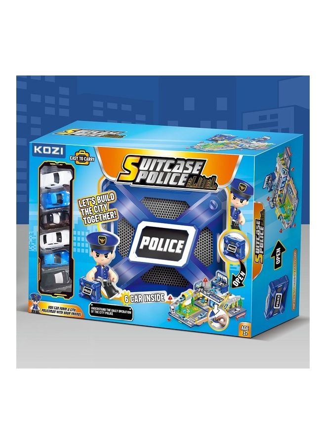 Police Station Parking Lot with Car Tracks Toy Playset