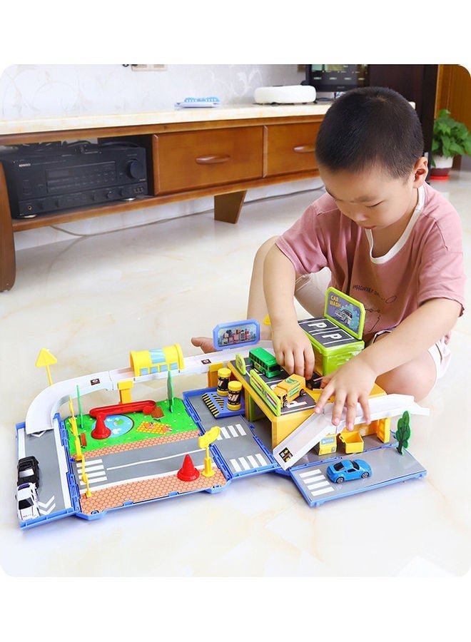 Police Station Parking Lot with Car Tracks Toy Playset