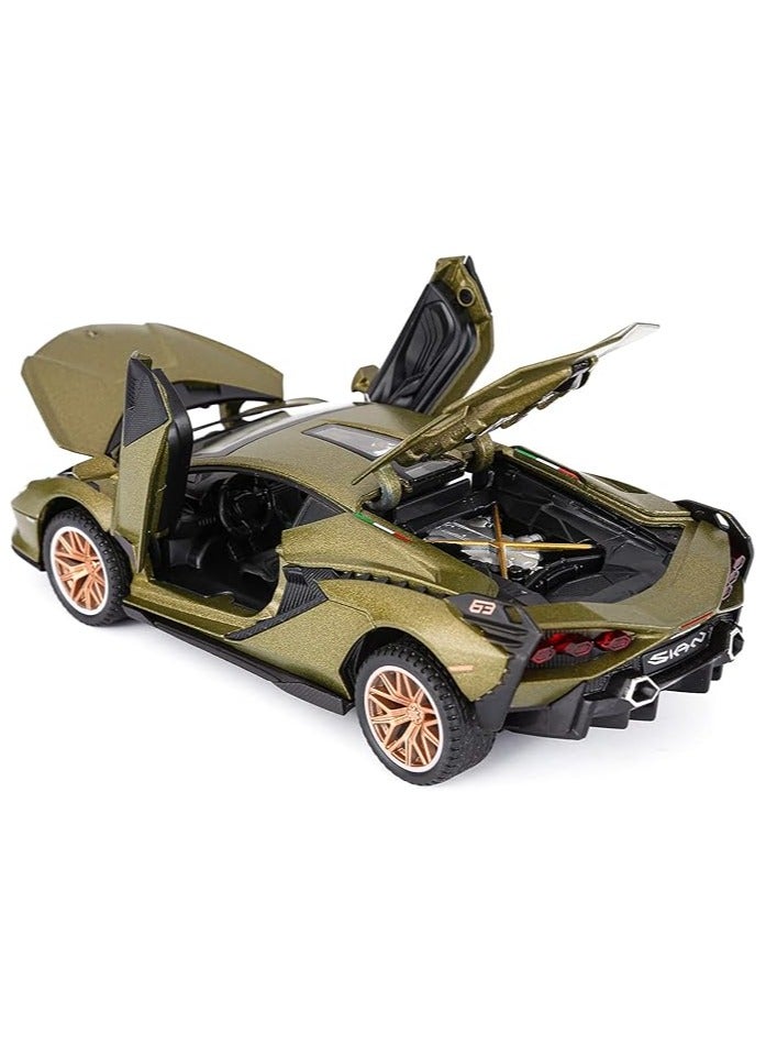 1:24 Toy Cars Metal Model Car with Light and Sound Pull Back Toy Car for Boys Age 3 + Year Old (Army Green)