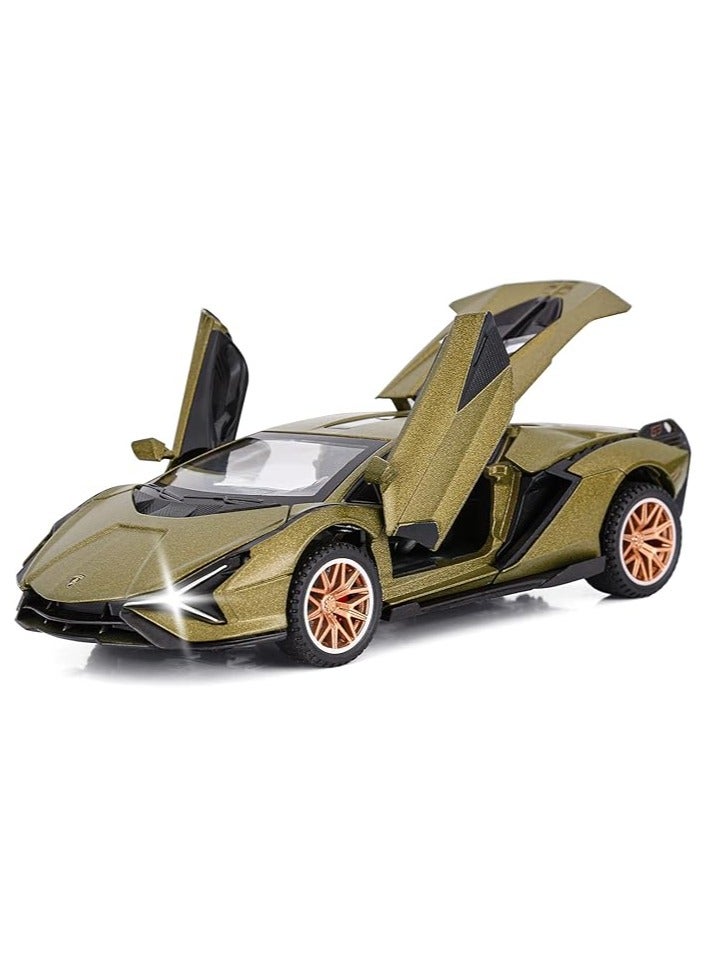 1:24 Toy Cars Metal Model Car with Light and Sound Pull Back Toy Car for Boys Age 3 + Year Old (Army Green)