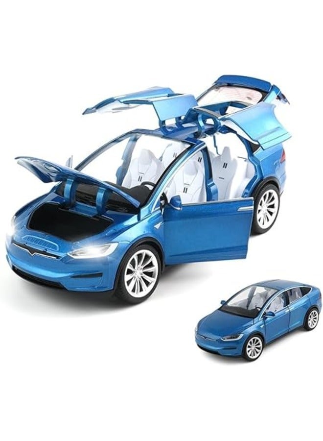 1:22 Scale Simulation Casting car Model Pull Back Diecast Toy Car, Mini Vehicles Toys with Lights and Music for Toddlers Kids Children Birthday Gift(Blue)