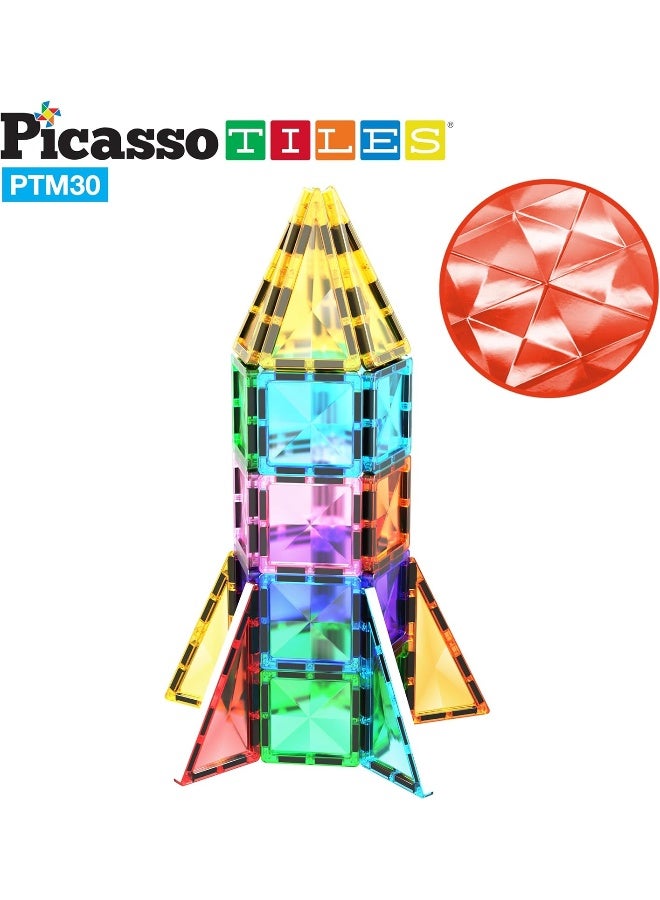 PicassoTiles 30 Piece Magnetic Building Blocks Mini Diamond Series Travel Size On-the-Go Magnet Construction Toy Set STEM Learning Kit Education Playset Child Brain Development Magnets Stacking Blocks