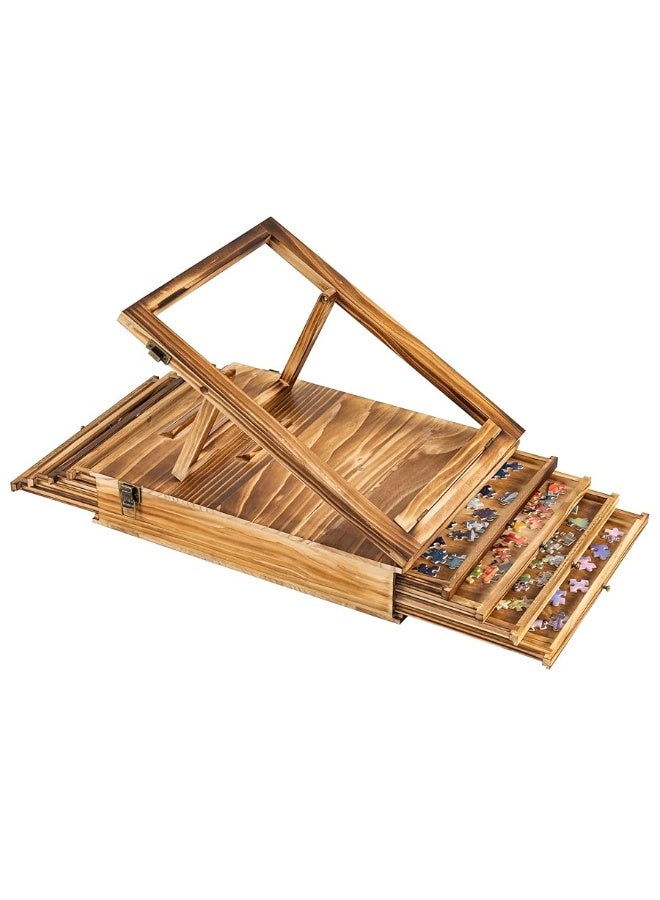 Lavievert Jigsaw Puzzle Sorting Trays & Puzzle Bracket Set, Adjustable Puzzle Easel Holder for Puzzle Boards of Varied Sizes, Wooden Puzzle Sorters with Drawer Design for Puzzles Up to 1500 Pieces