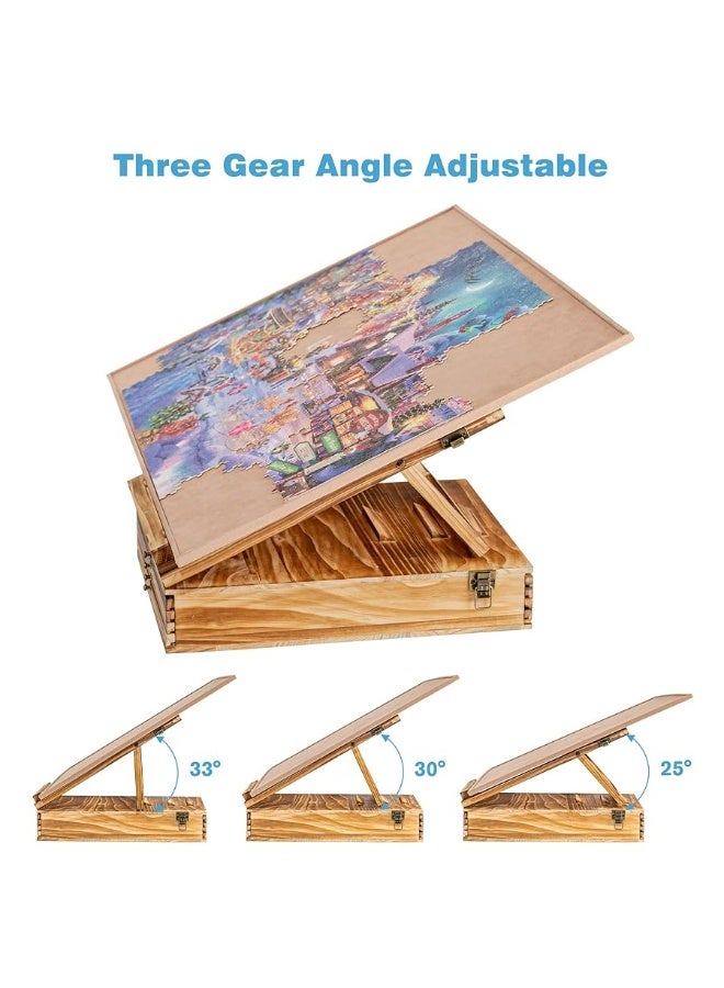 Lavievert Jigsaw Puzzle Sorting Trays & Puzzle Bracket Set, Adjustable Puzzle Easel Holder for Puzzle Boards of Varied Sizes, Wooden Puzzle Sorters with Drawer Design for Puzzles Up to 1500 Pieces