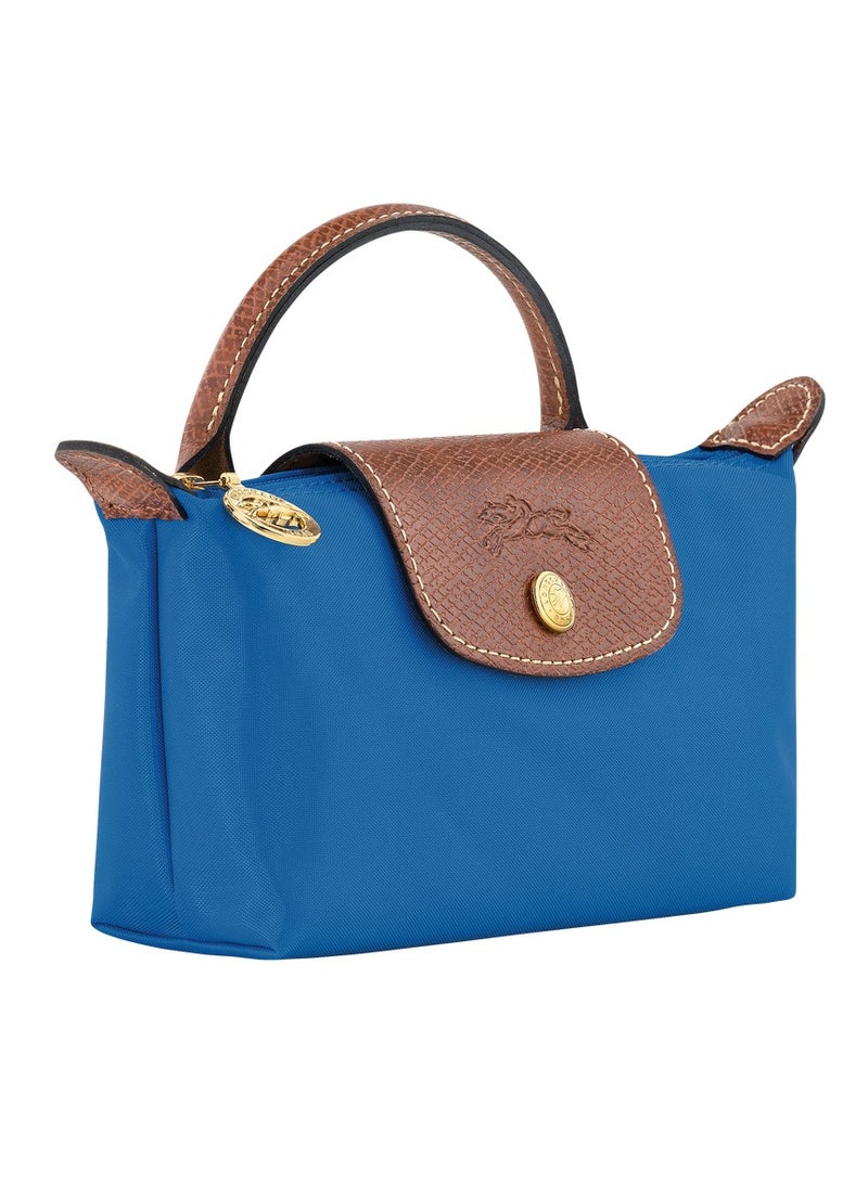 Women's mini makeup bag, handbag, blue classic shoulder bag