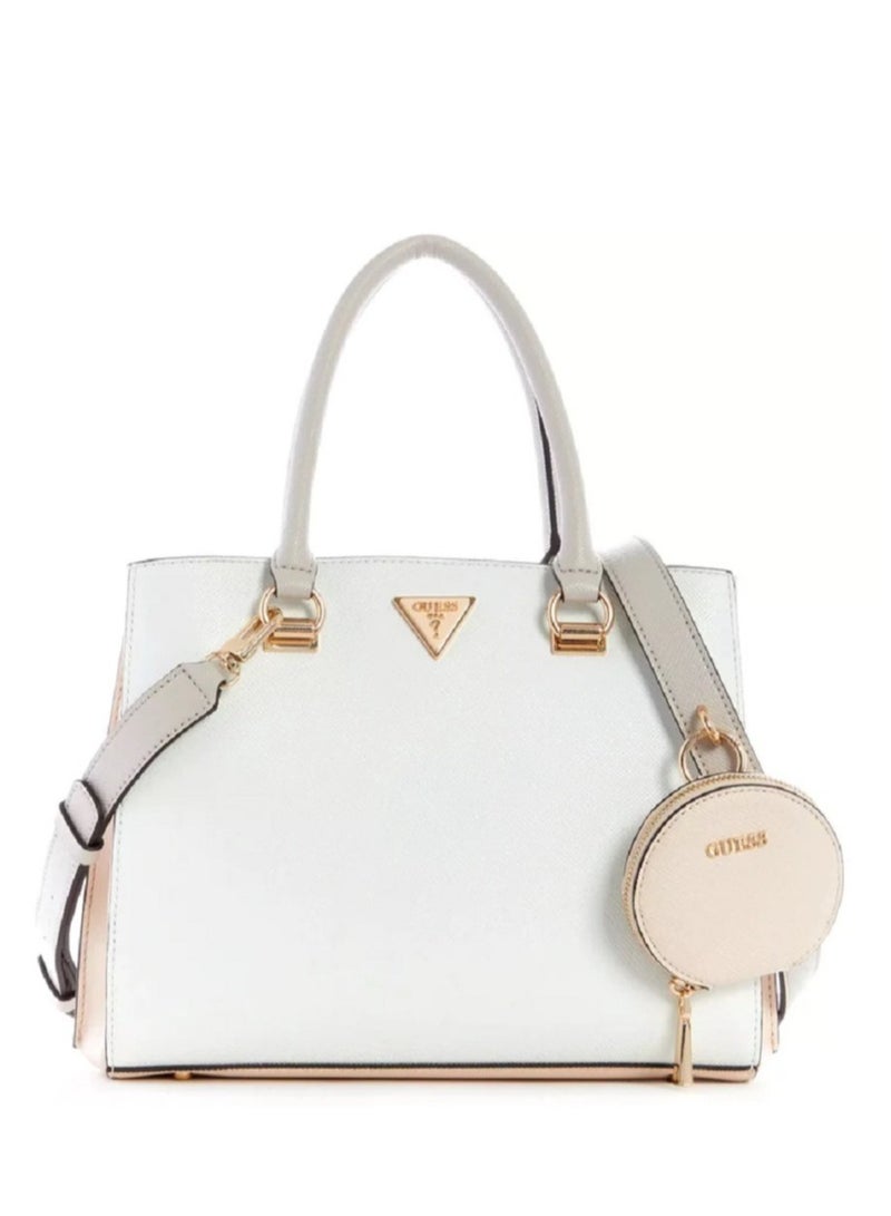 GUESS Womens Alexie Satchel Bag Satchel Bag White