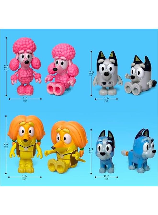 12PCS Inspired by Bluey Dogs Figures Toys Playset, Wolves-Action Figures Family and Friends Set