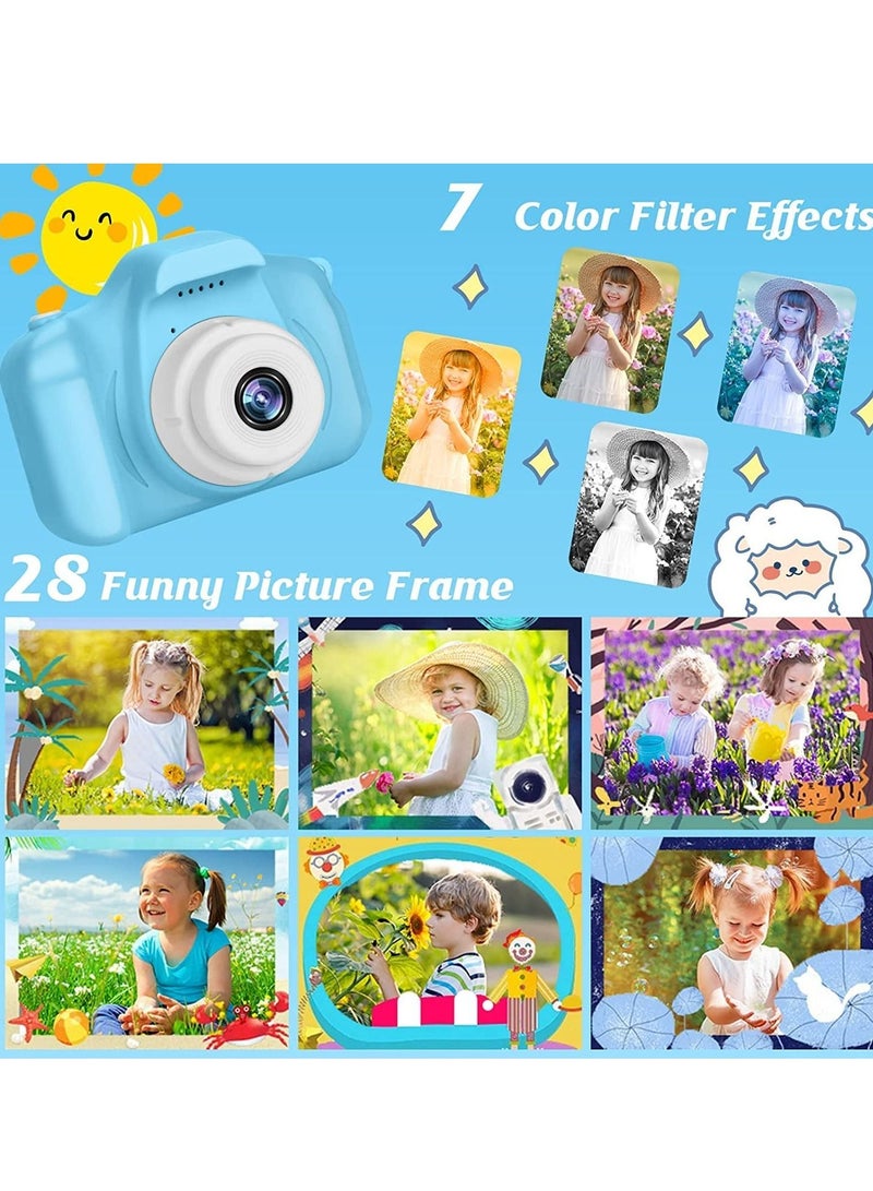 TOES Kids Camera for Girls Boys, Kids Selfie Camera Toy 13MP 1080P HD Digital Video Camera for Toddler, Christmas Birthday Gifts for 3-10 Years Old Children (32GB, Blue)