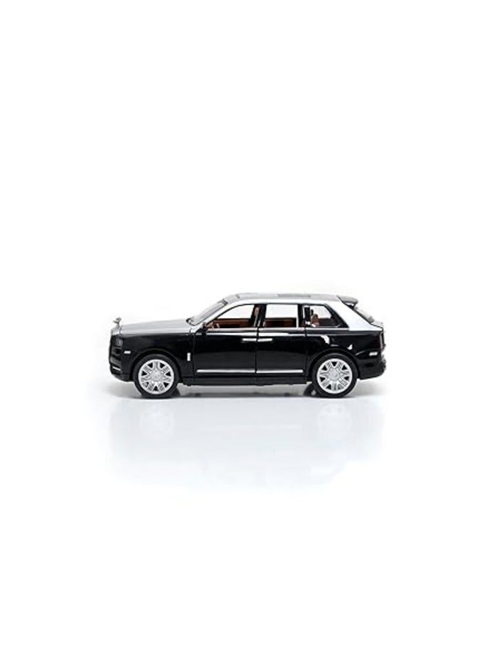 Toy Land Simulation 1:22 Scale Alloy Metal Pull Back Action Toy Die-cast Car with Sound and Light for Kids (Black/Silver)