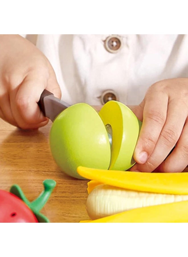 Hape Wooden Healthy Cutting Play Fruits with Play Knife| Pretend Play Wooden Kitchen Toys for Toddlers Age 3Y+