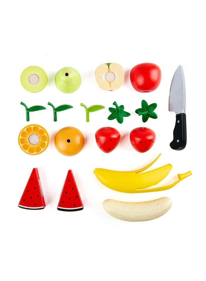 Hape Wooden Healthy Cutting Play Fruits with Play Knife| Pretend Play Wooden Kitchen Toys for Toddlers Age 3Y+