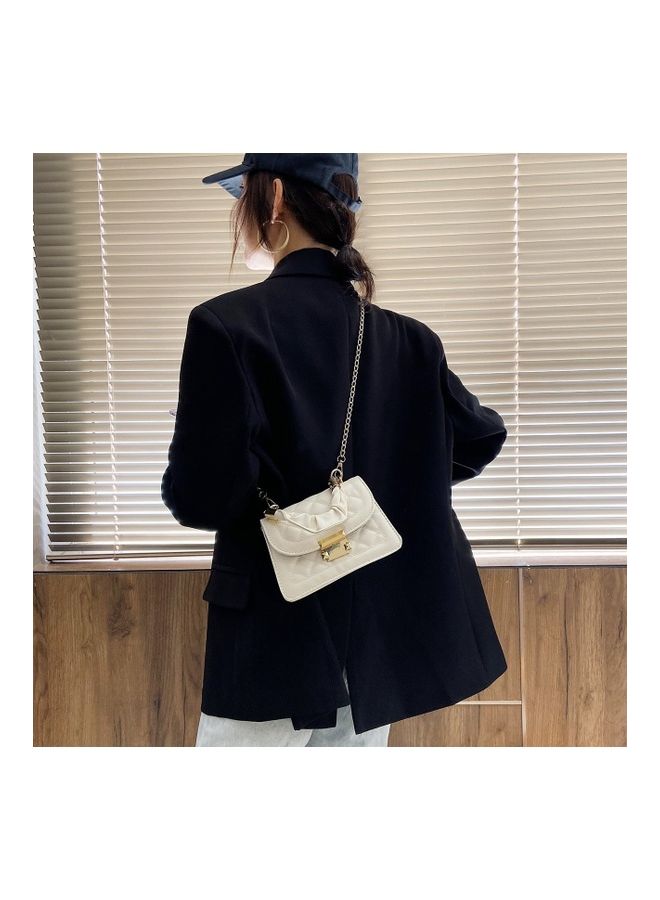 Fashion Rhombus Textured Satchel White