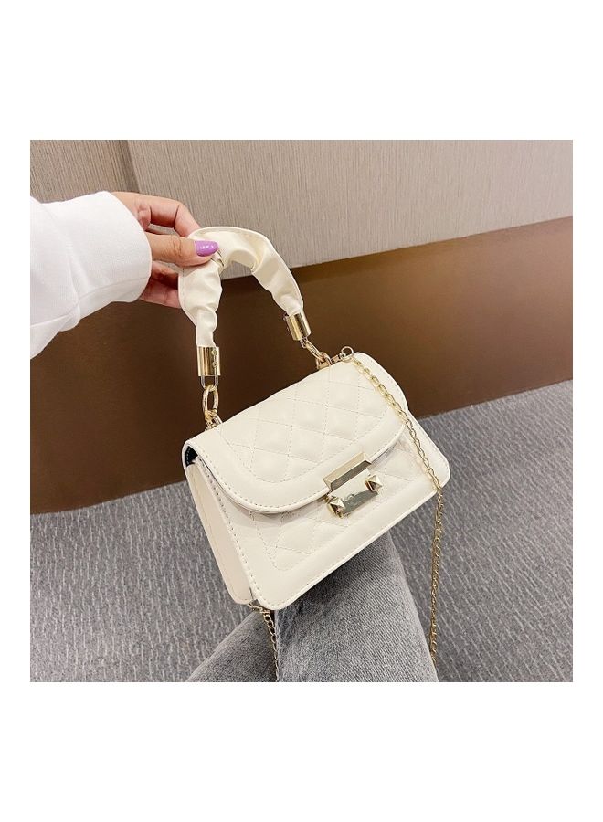 Fashion Rhombus Textured Satchel White