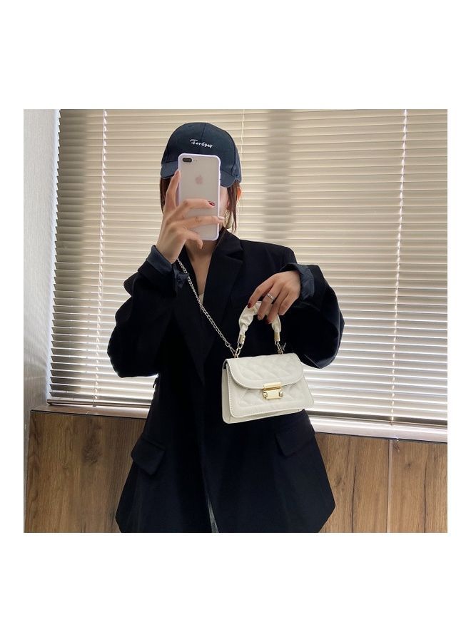 Fashion Rhombus Textured Satchel White