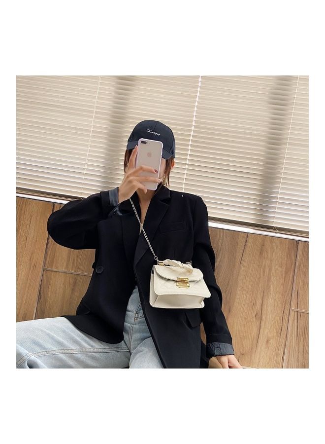 Fashion Rhombus Textured Satchel White