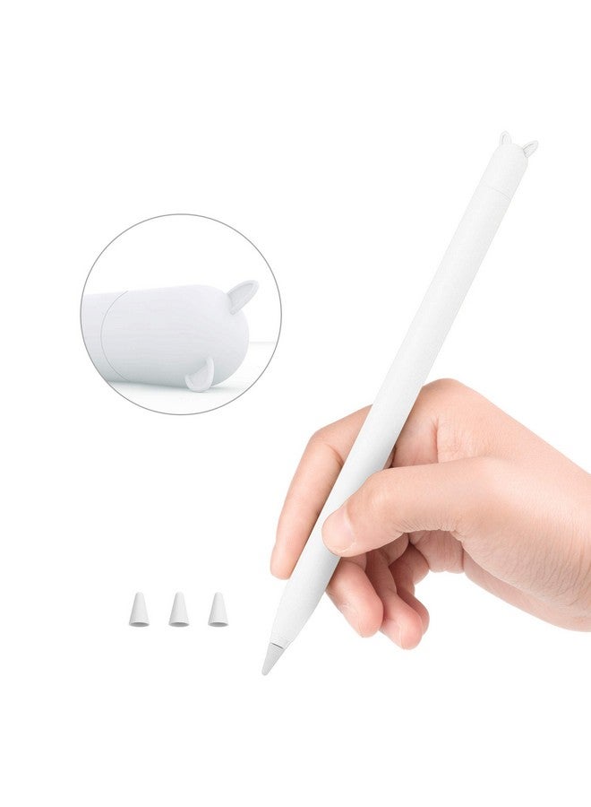 Soft Silicone Sleeve Apple Pencil Case For Apple Pencil 1St Generation Ipad Touch Screen Pen Protective Nib Cover Accessories For Ipad Pro 9.7 10.5 12.9White