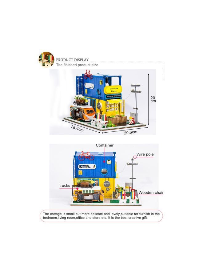 Wooden Dollhouse DIY Kit With LED Light