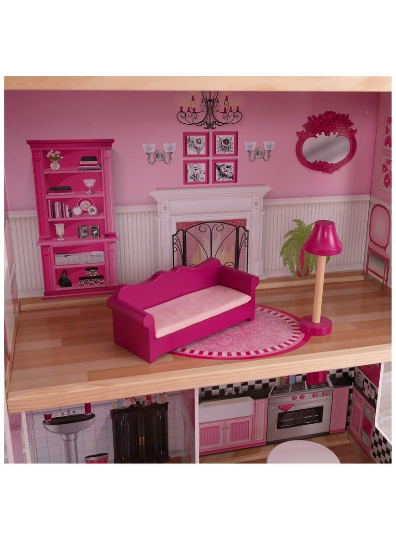 Bonita Rosa Wooden Dollhouse With Furniture And Accessories