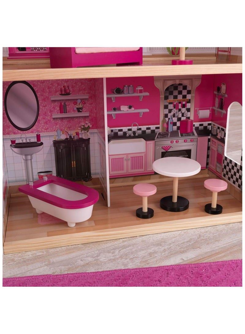 Bonita Rosa Wooden Dollhouse With Furniture And Accessories