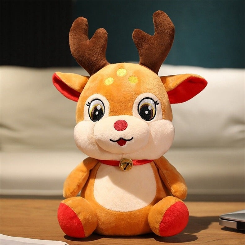 Santa Claus elk doll plush toy Ragdoll doll Christmas gift activity gift prize manufacturer Christmas sitting deer