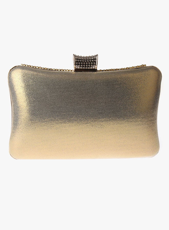 Detail Sequin Clutch Gold