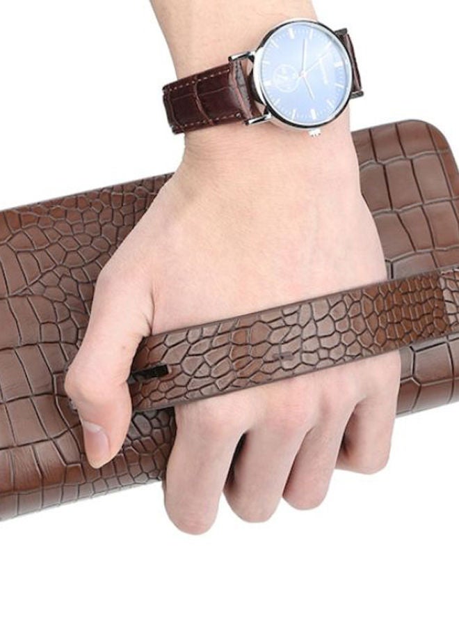 Crocodile Pattern Patchwork Hand Hold Clutch Brown