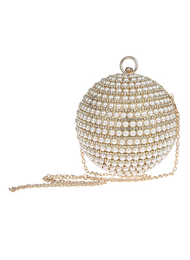 Stone Detail Spherical Clutch Gold