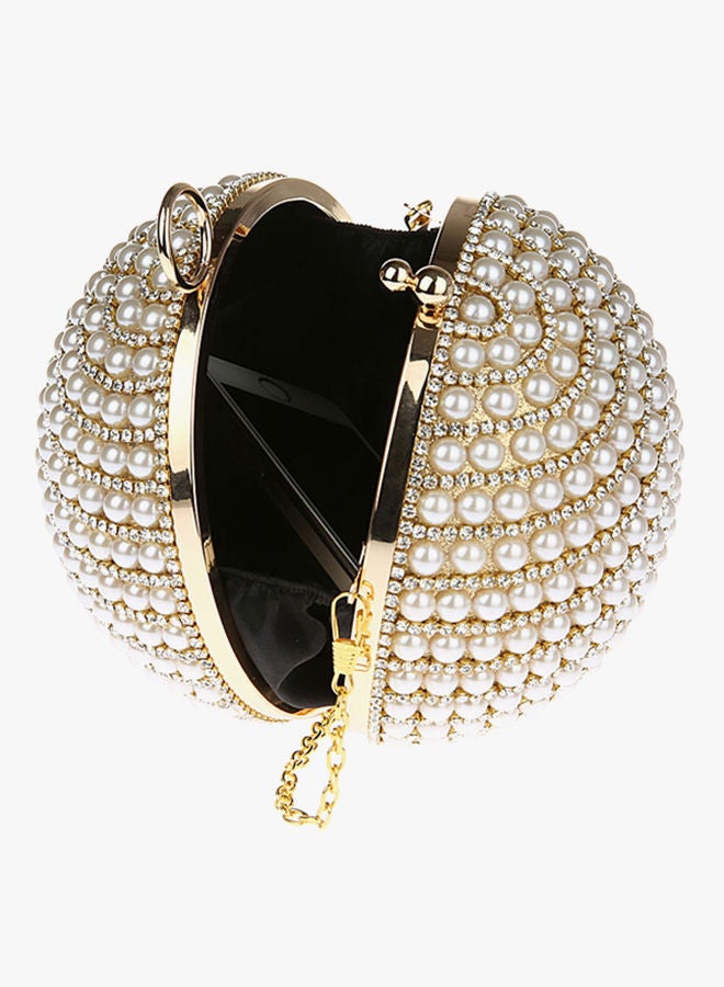 Stone Detail Spherical Clutch Gold