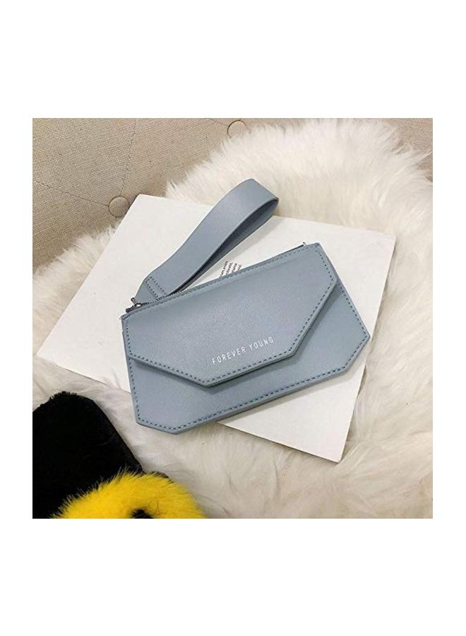 PU Leather Folding Clutch Blue