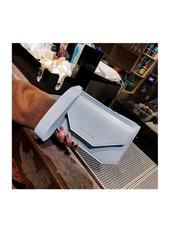 PU Leather Folding Clutch Blue